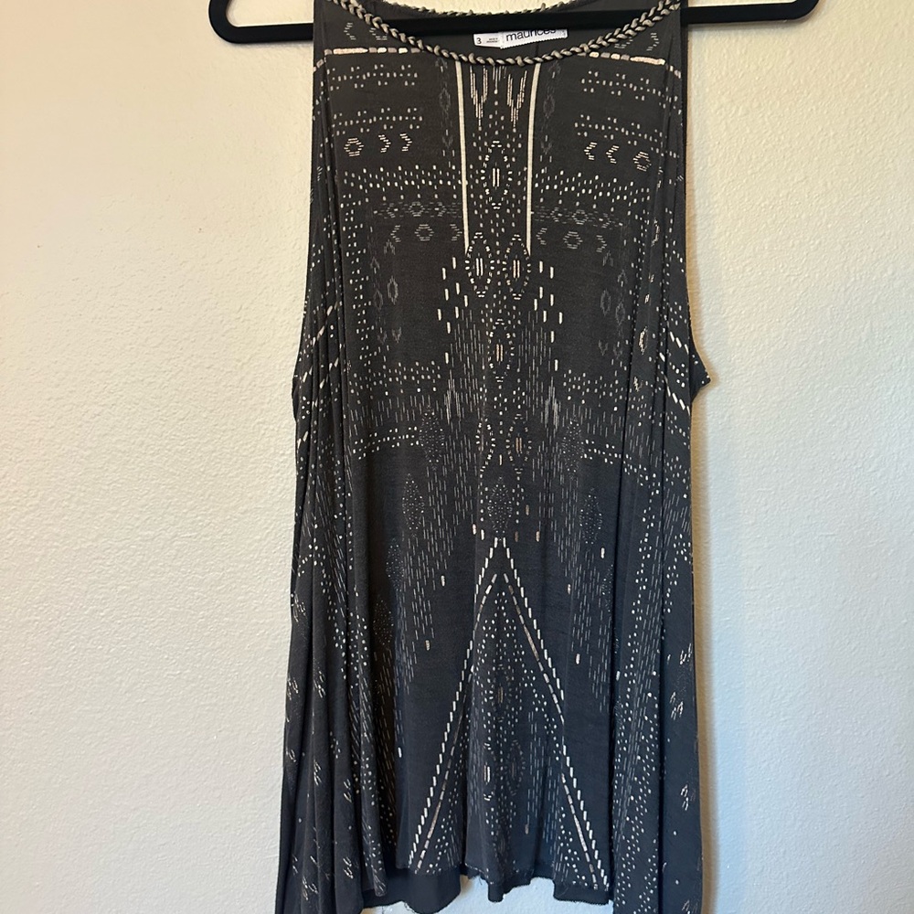 Maurices Charcoal Patterned Tank Top